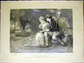 Original Old Antique Print Past Present Wirgman Lady Man Garden Fine Art 1884