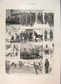 Original Old Antique Print Volunteer Life Camp Aldershot Military 1887 Victorian
