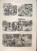 Original Old Antique Print Shooting Trip Dalma Bengal India Deer Maunbhoom 1887