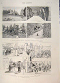 Original Old Antique Print Indian Troopship Gymkhana Sheep Farm Australia House