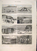 Old Antique Print Indian Frontier Kandahar Railway Girkhar Gundakin 1887 19th