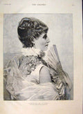 Original Old Antique Print Portrait Lady Henri Auguste Janet Fine Art 1887 19th