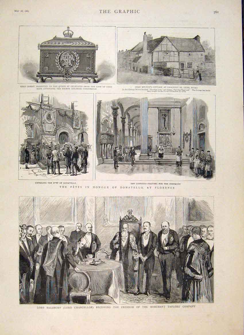 Original Old Antique Print London Trades Council Sandringham Prince Wales 1887