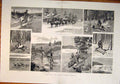 Original Old Antique Print Hunting North West Canada Fishing Geese Cowboy 1887
