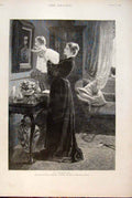 Old Antique Print Memoriam Dicksee Lady Baby Royal Academy Fine Art 1891 19th
