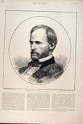 Original Old Antique Print Portrait General Sherman Ohio 1891 America Victorian