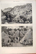 Original Old Antique Print Manicaland Africa Portugese English Troops 1891 19th