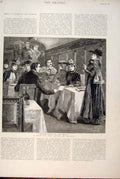 Old Antique Print South France Train De Luxe Dining Saloon Carriage 1891 19th