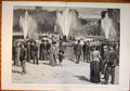 Original Old Antique Print Fete Versailles Fountains Palace Gardens 1891 19th