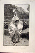 Original Old Antique Print Petite Marquise Siecle Costume Watteau Toudouze 1891