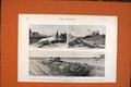 Original Old Antique Print Ship Canal Baltic German Ocean Grunthal Dredger 1891