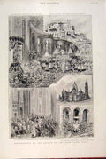 Original Old Antique Print Inauguration Church Sacre Coeur Paris France 1891