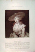 Original Old Antique Print Portrait Bingham Reyms Lady Sepia Fine Art 1891 19th