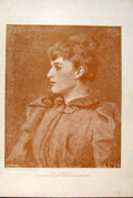 Original Old Antique Print Portrait Shannon Pastel Sepia Fine Art 1891 Victorian