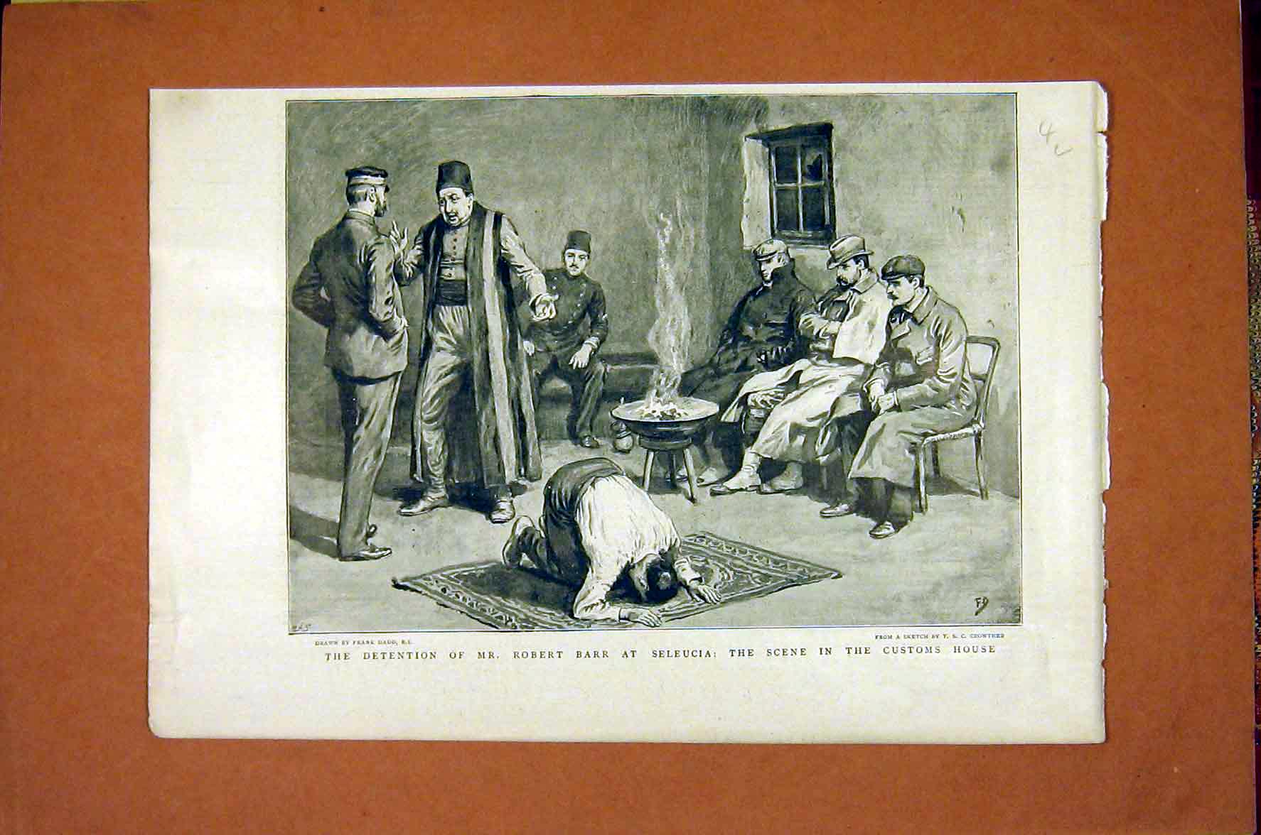Original Old Antique Print Barr Seleucia Customs House Detention Dadd 1898 19th