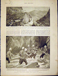 Old Antique Print Datoi Tirah Field Force Bara Nullah Chagru Kotal 1898 19th