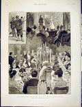 Original Old Antique Print Prince Princess Wales Chatsworth Dinner Boyd 1898