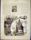 Original Old Antique Print Gough Jewels Tower London Treasures Crown Westminster