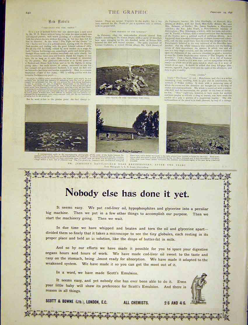 Original Old Antique Print Jameson Battlefield Krugersdorp Africa Boer War 1898