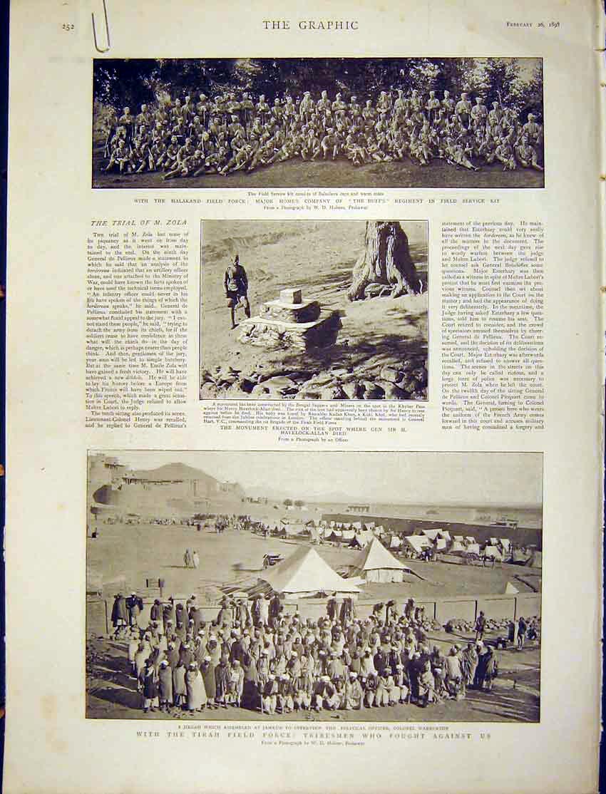 Original Old Antique Print Tirah Field Force Indian Frontier Tribesmen Niagara