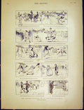 Original Old Antique Print Sketches Amateur Huntsman Browne Blinks 1898 19th