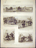 Original Old Antique Print Diana Plains Duck-Shooting Escapade Sketches Wilson
