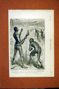 Original Old Antique Print Africa Natives Borrowed Plumes Imitation Hall 1898