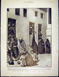 Original Old Antique Print Feeding Hungry Scene Provincial Prison Egypt 1898