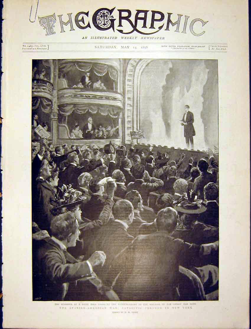 Old Antique Print Spanish-American War New York Paget Cadiz Seville 1898 19th