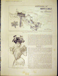 Original Old Antique Print Sketches Monte Carlo Renouard 1898 19th