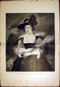 Original Old Antique Print Helen Fourment Wife Rubens Portrait Lady 1898 19th
