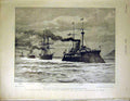 Old Antique Print Flagship Squadron High Commissioner Crete Revenge 1899 19th