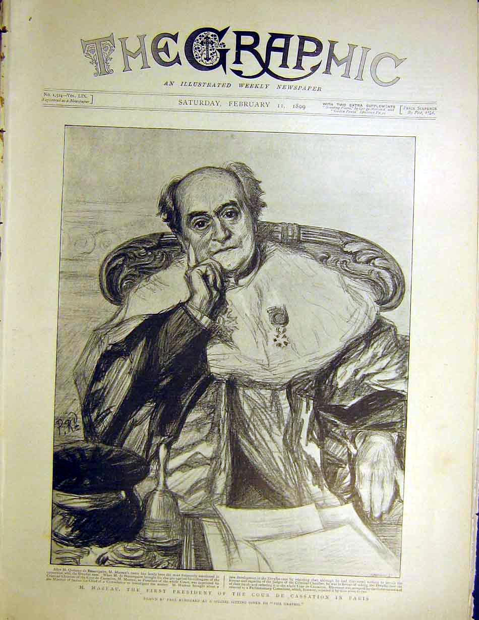 Original Old Antique Print Mazeau President Cour Cassation Paris Renouard 1899