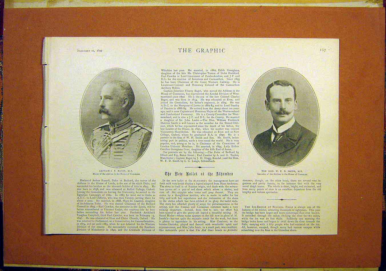 Original Old Antique Print Portrait Bagot Smith House Commons Parliament 1899