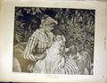 Original Old Antique Print Gentle Reminder Lady Baby Dog Garden Morgan 1899 19th