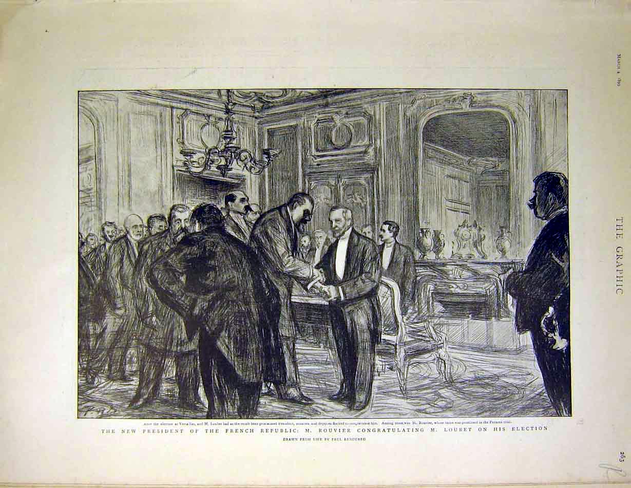 Old Antique Print Rouvier Loubet French Republic Nile Duke Connaught 1899 19th