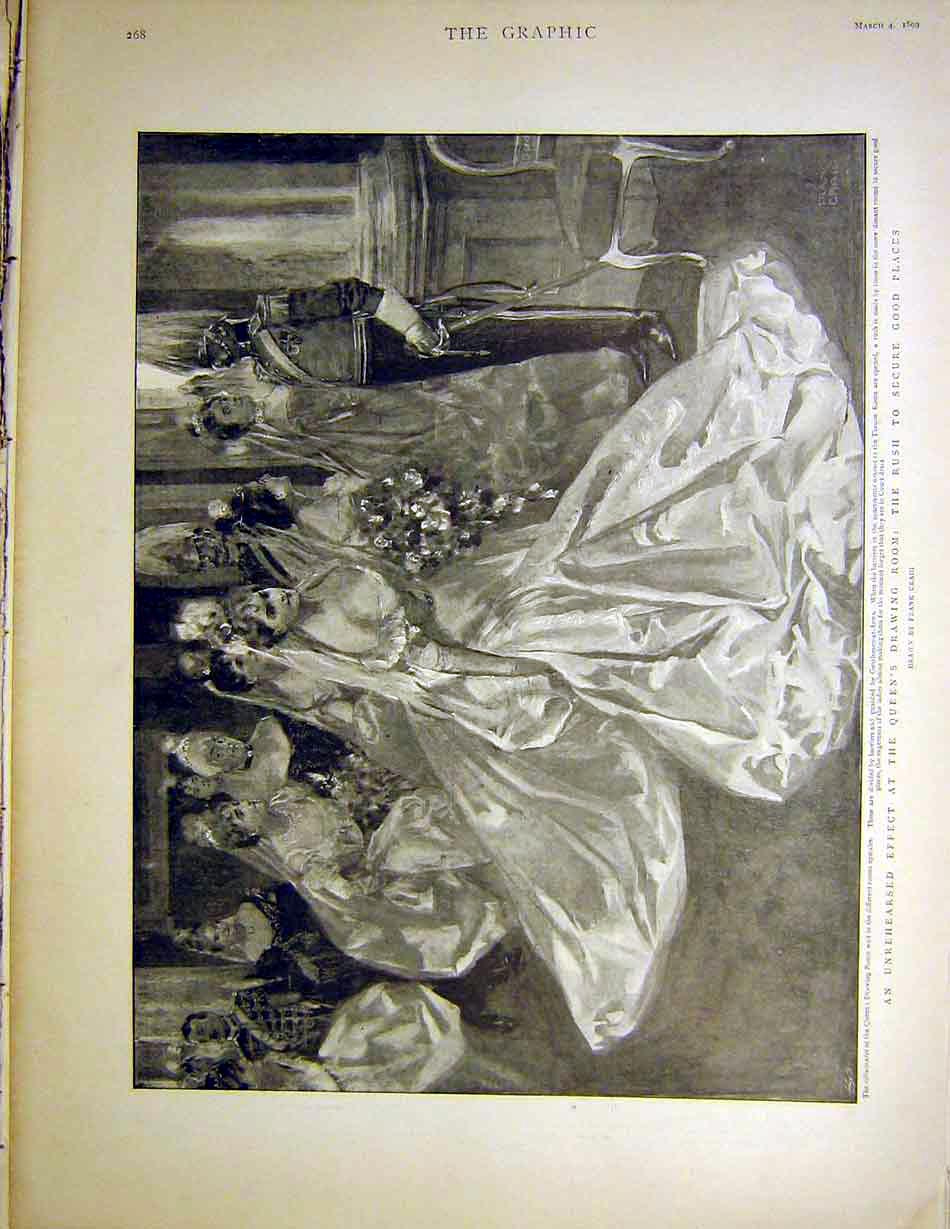Original Old Antique Print Queen Drawing Room Debutantes Craig Ladies 1899 19th