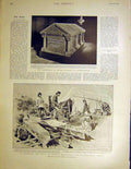 Old Antique Print Sarcophogus Prince Bismarck Klondyke Eskimo Alaska 1899 19th