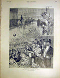 Original Old Antique Print Mid-Lent Festival Paris Peche Aux Ballons Opera 1899