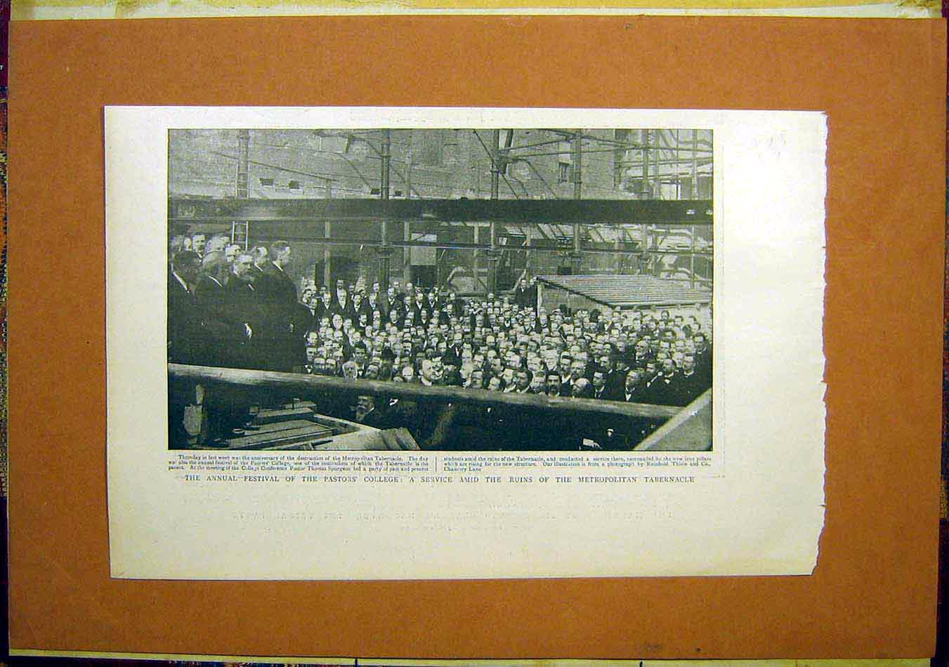 Old Antique Print Festival Pastor'S College Ruins Metropolitan Metropole