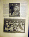 Original Old Antique Print Crewe Primrose Wedding Portrait 1899 19th