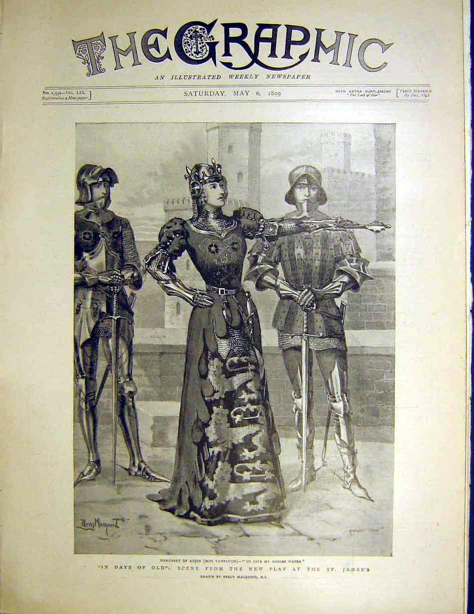 Original Old Antique Print Play St James'S Theatre Macquoid Vanbrugh 1899 19th