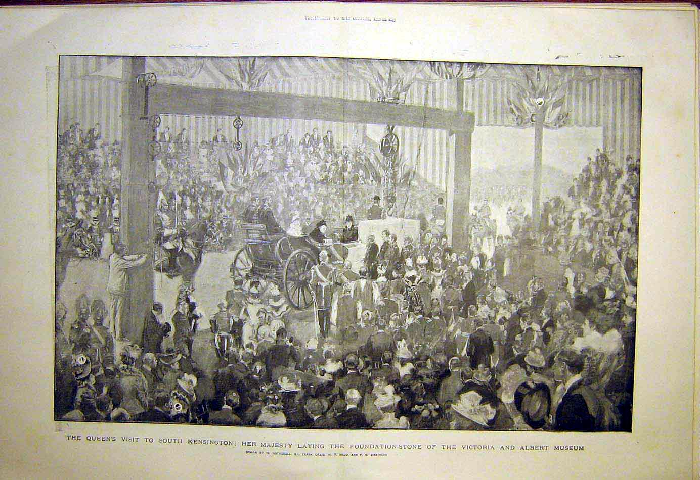 Original Old Antique Print Serenade Windsor Castle Queen Birthday Brewer 1899
