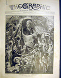 Original Old Antique Print Queen Victoria Hall Birthday Windsor Arch 1899 19th