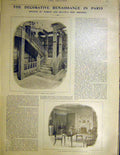 Original Old Antique Print Waring Gillow Paris Elizabethan Adams Premises 1899