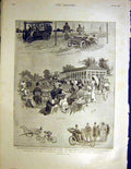Old Antique Print Sketches Automobile Show Deer Park Richmond Paget 1899 19th