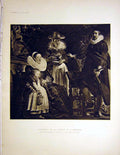 Original Old Antique Print Portrait Family Garden Jordaens Museo Del Prado 1899