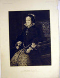 Original Old Antique Print Portrait Mary Queen England Mono Museo Del Prado 1899