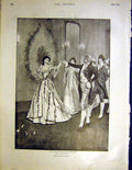 Original Old Antique Print Minuet Dance Ball Lady Man Garratt Fine Art 1899 19th