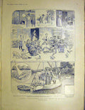Old Antique Print Scotch Family Robinson Holiday Island Sketches Ralston